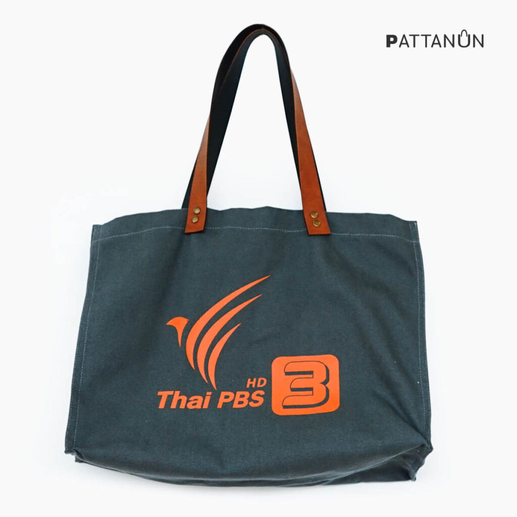 ถุงผ้าแคนวาส สายหนัง